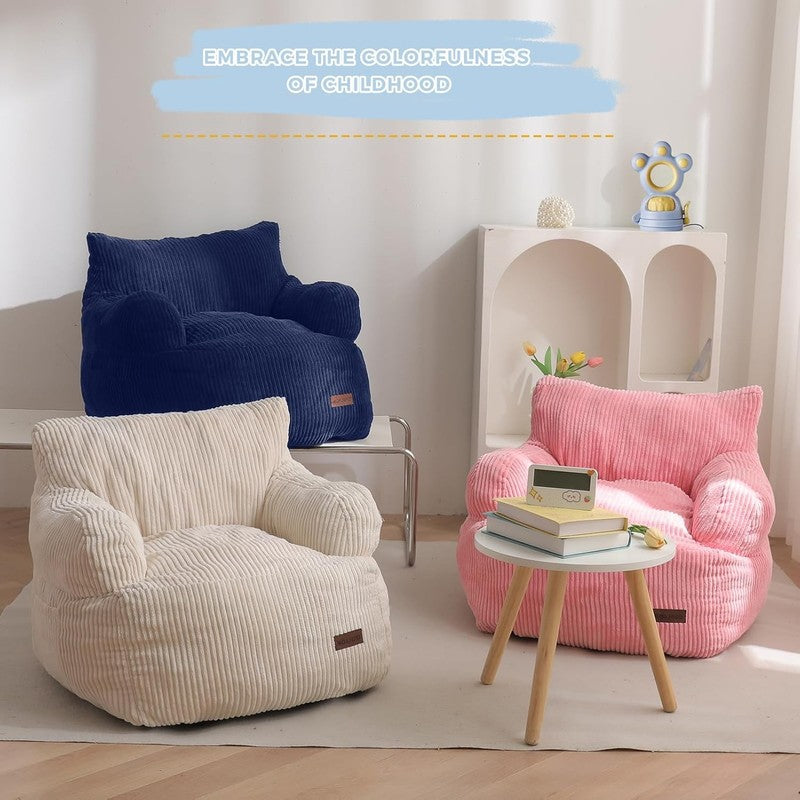 Kids Bean Bag Chair Toddler Sofa w Filler Cozy Pocket Floor Chair Navy4