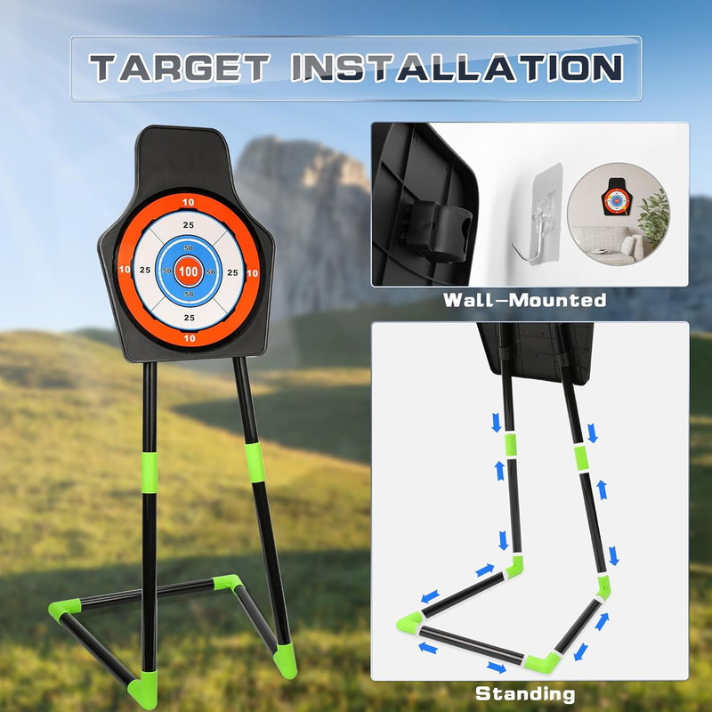 LED Bow and Arrow Set Kids 2 Pack Archery Toy 20 Suction Arrows Target6