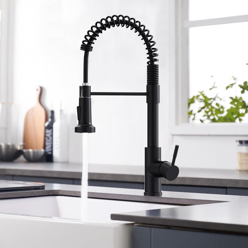 Black Kitchen Faucet Pull Down Sprayer Single Hole for Farmhouse RV Utility6
