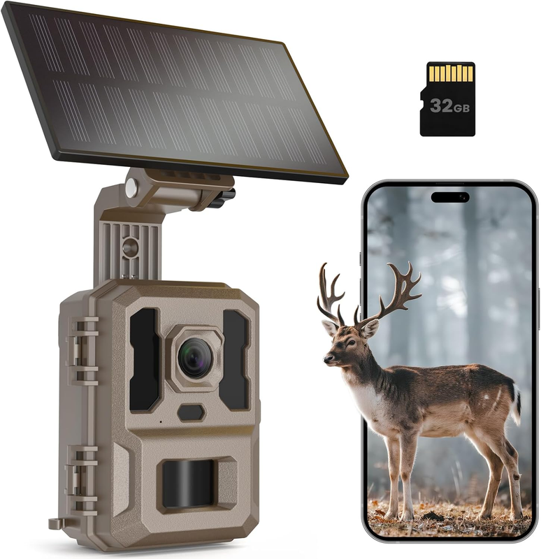4K UHD Solar Trail Camera 64MP Night Vision 0.1S Trigger App Control IP66 32GB8