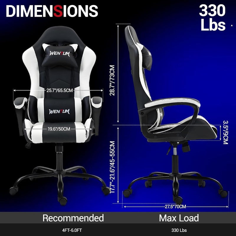 Ergonomic Massage Gaming Chair for Kids Adults, Comfy PU Leather Office Desk Cha2