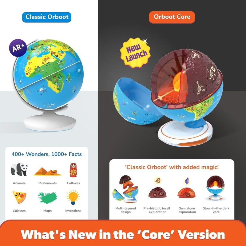 Orboot Core Interactive Globe Earth Fossils Minerals STEM Toy Ages 4+2