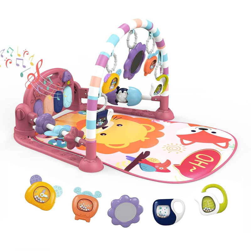 Baby Play Mat Gym w/ Piano Music Lights 5 Toys Tummy Time Pink8