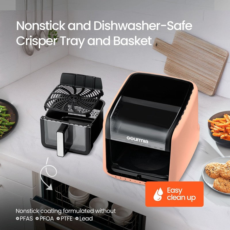 7QT Digital Air Fryer Panoramic View Window 12 Preset Touch Screen Cooker Peach4