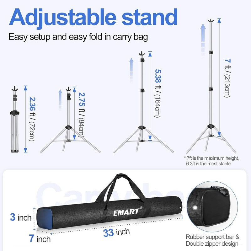 Backdrop Stand 10X7Ft(Wxh) Photo Studio Adjustable Background Stand Support Kit 4