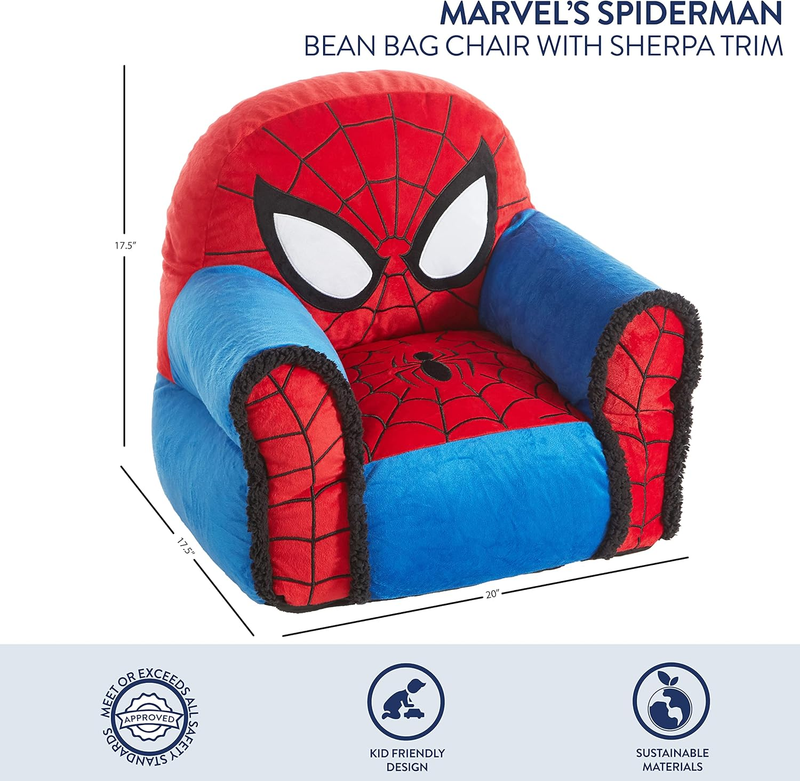 Spiderman Bean Bag Chair Red Medium Kids 3+ Sherpa Trim Polyester2