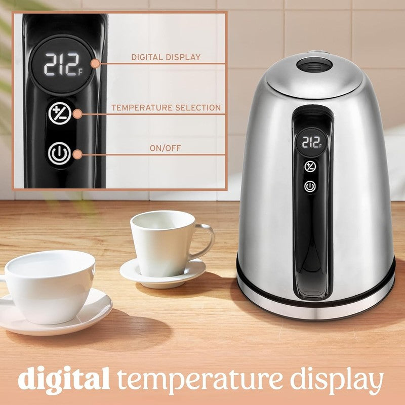 Electric Kettle 1.7L Stainless Steel 7 Temp Presets Digital LED 360° Base2