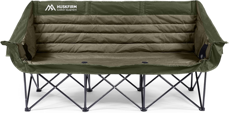 Oversized 3 Person Folding Camping Chair Loveseat w/ Cup Holders Green6