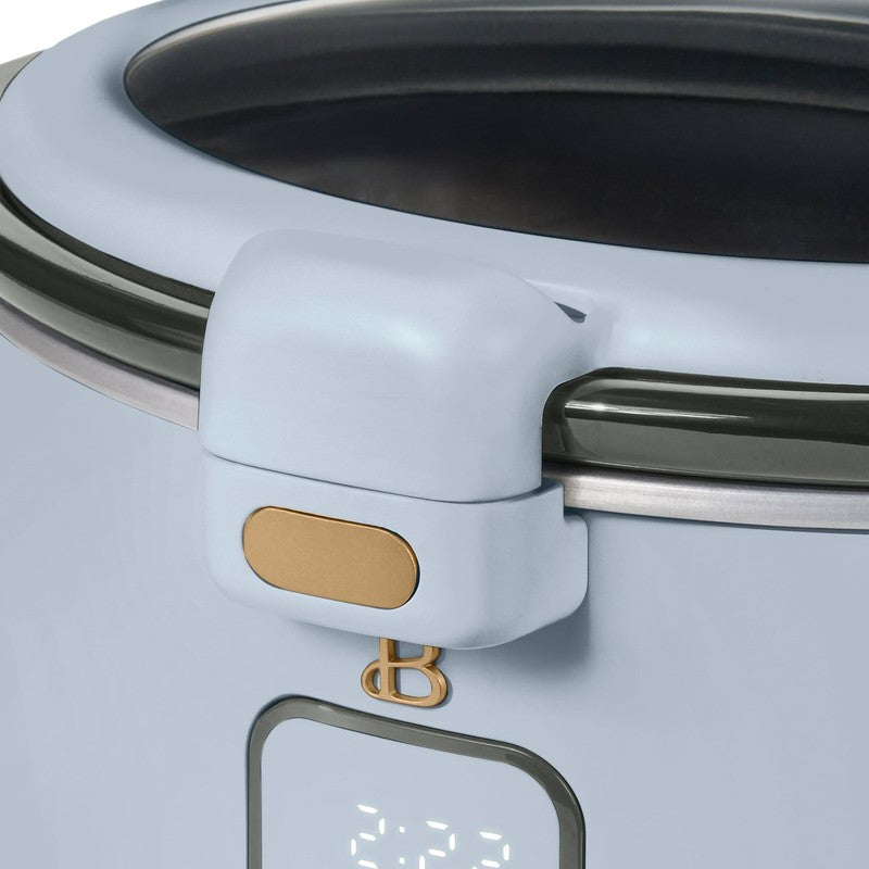 Drew Barrymore 4Qt Digital Slow Cooker Hinged Locking Lid Cornflower Blue8