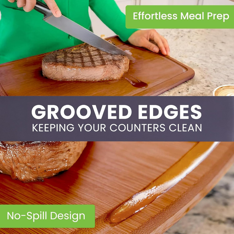 Organic Wooden Cutting Boards for Kitchen with Lifetime Replacements - 3Pc Set N5