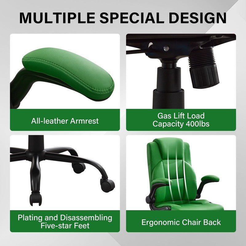 Leather Office Chair, Big and Tall Office Chair 400LBS Wide Seat Ergonomic Compu6