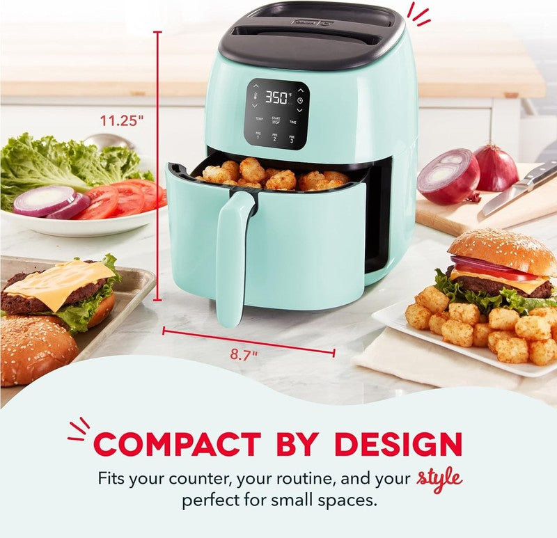 Tasti Crisp Electric Air Fryer Oven 2.6 Qt Digital 1000W Compact Aqua1