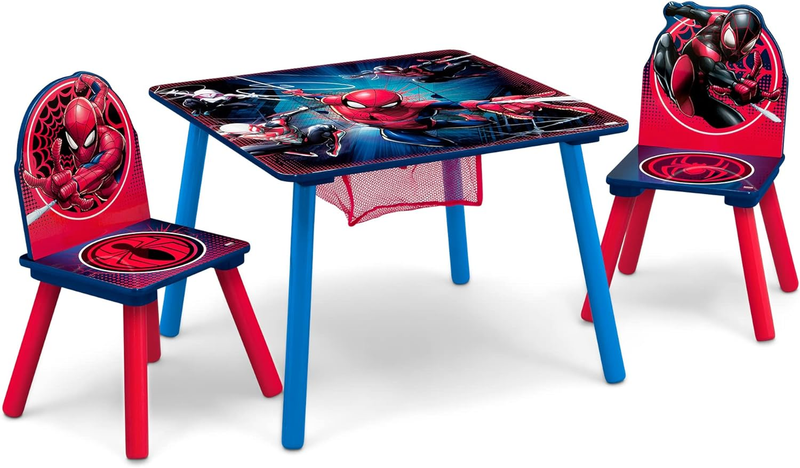 Spider Man Kids Table Set with Storage 2 Chairs Blue Red Greenguard0