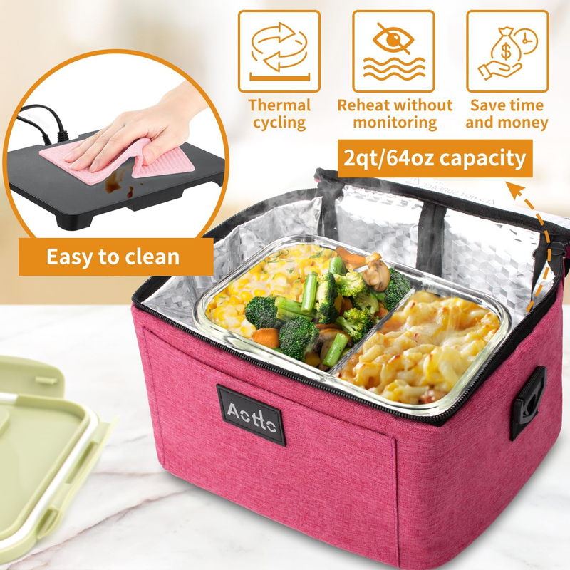 Portable Electric Lunch Box Food Warmer 12V/24V/110V Car Oven Pink2