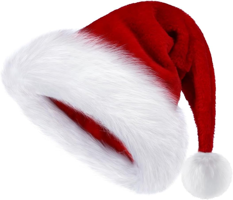Christmas Hat, Santa Hats for Adults & Kids Red Velvet Comfort Extra Thicken Hol0