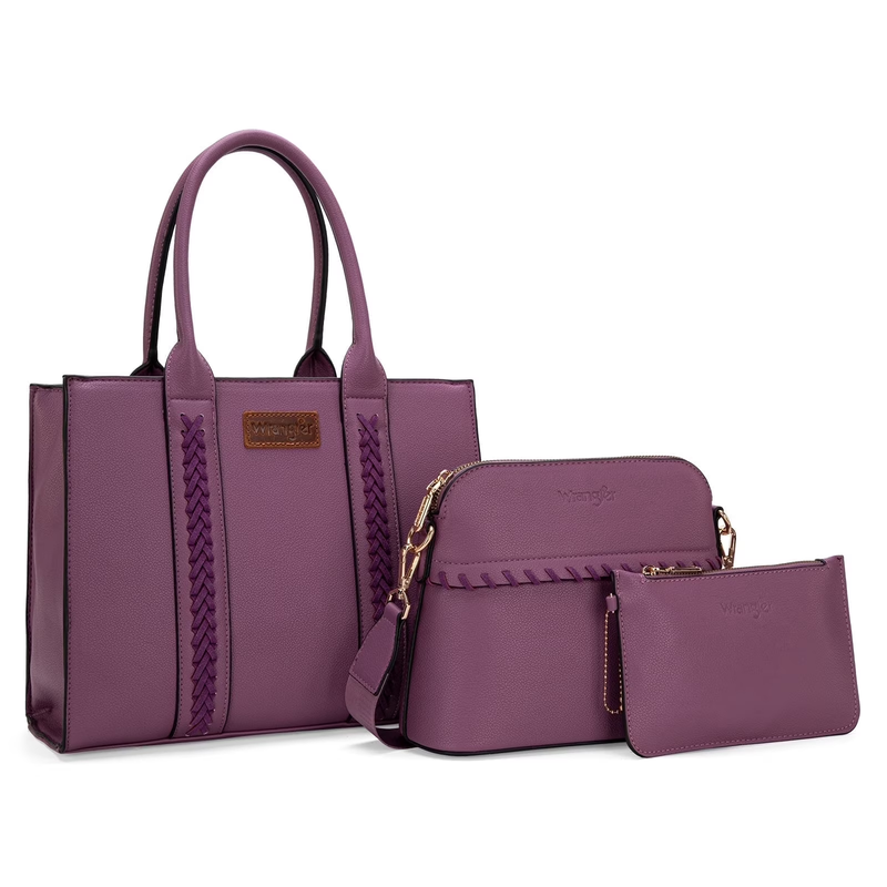 Wrangler 3Pcs Handbags Set Tote Bag & Medium Crossbody Purse & Wallet, Purple8