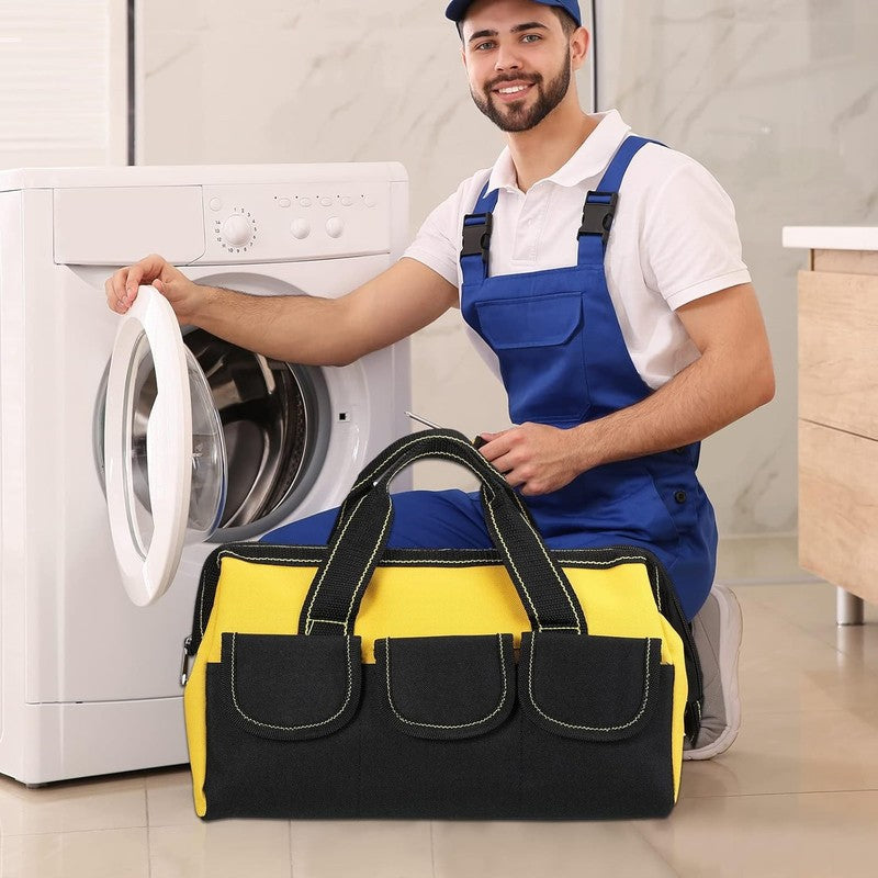 3 Pack Tool Bag 16" Waterproof Hard Bottom Heavy Duty Electrician Tote Yellow5