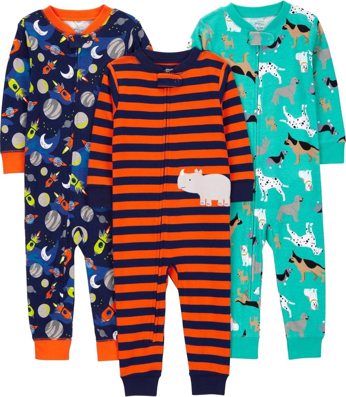 Baby Boys 3 Pack Snug Fit Footless Cotton Pajamas1