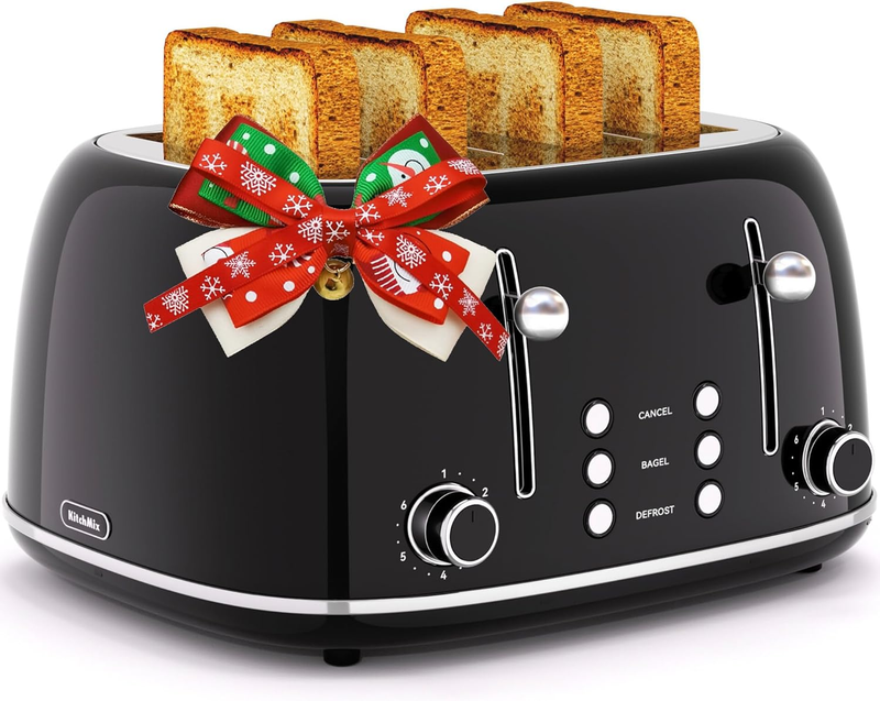 4-Slice Retro Toaster Stainless Steel 6 Shade Settings Cancel/Defrost/Reheat10