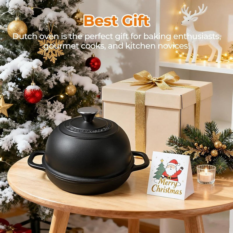 5QT Cast Iron Dutch Oven w/ Dome Lid Sourdough Bread Baking5