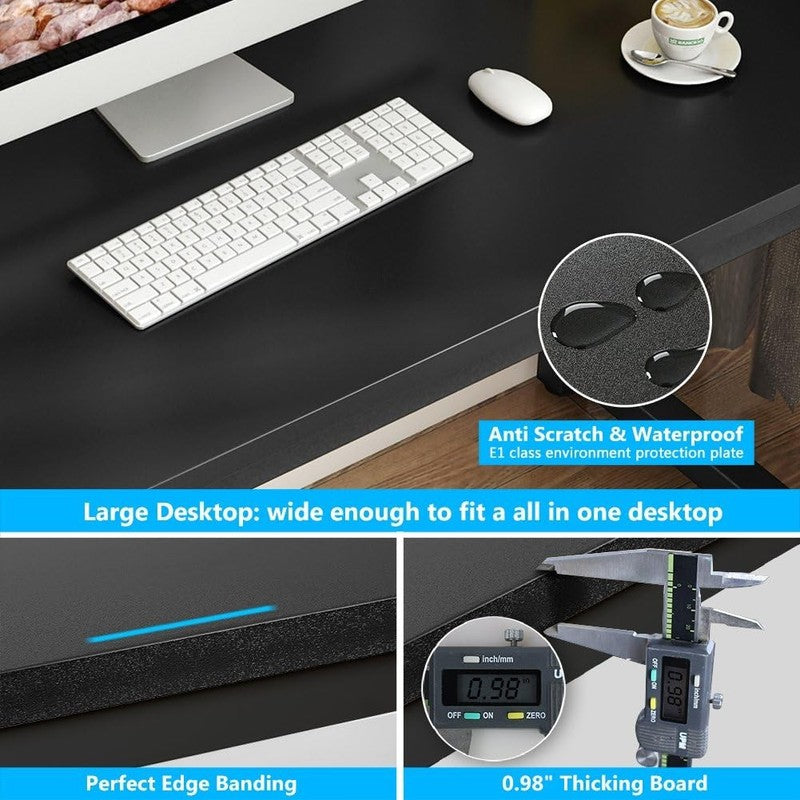 Tribesigns 55" Computer Desk Large Office Study Writing Desk Black4