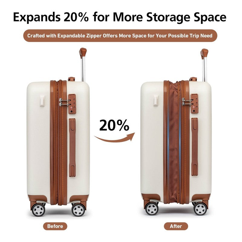 3PCS 20" Carry On Luggage Set TSA Lock Spinner Wheels Travel Suitcases8