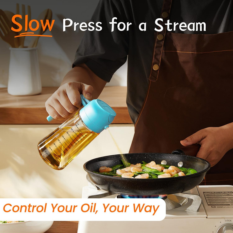 16oz Glass Olive Oil Sprayer 2 in 1 Dispenser Bottle Air Fryer BBQ Sky Blue2