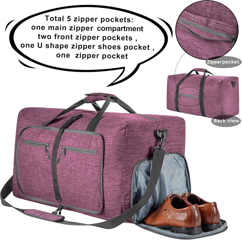 65L 85L 115L Foldable Travel Duffle Bag Water Resistant Weekender Overnight2