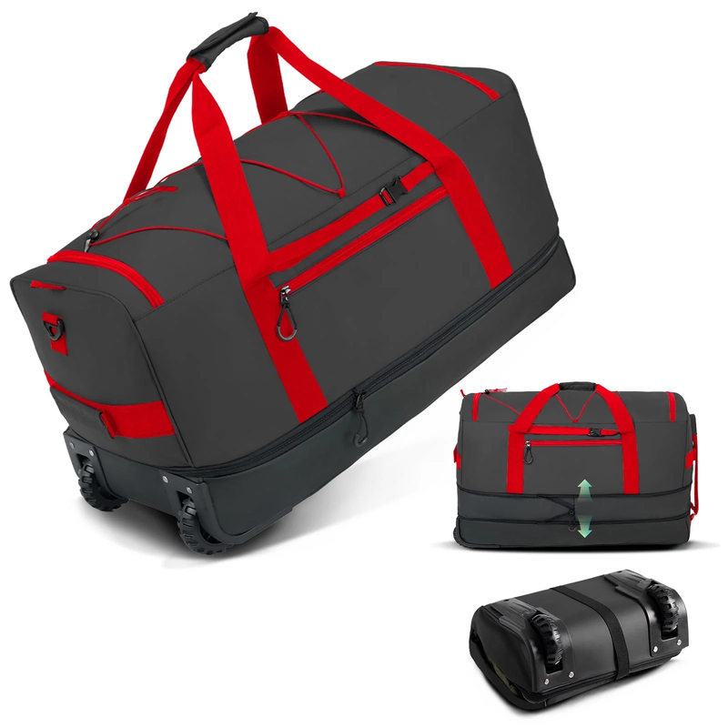 30in Rolling Duffle Bag Expandable 100-120L Waterproof Heavy Duty Travel0