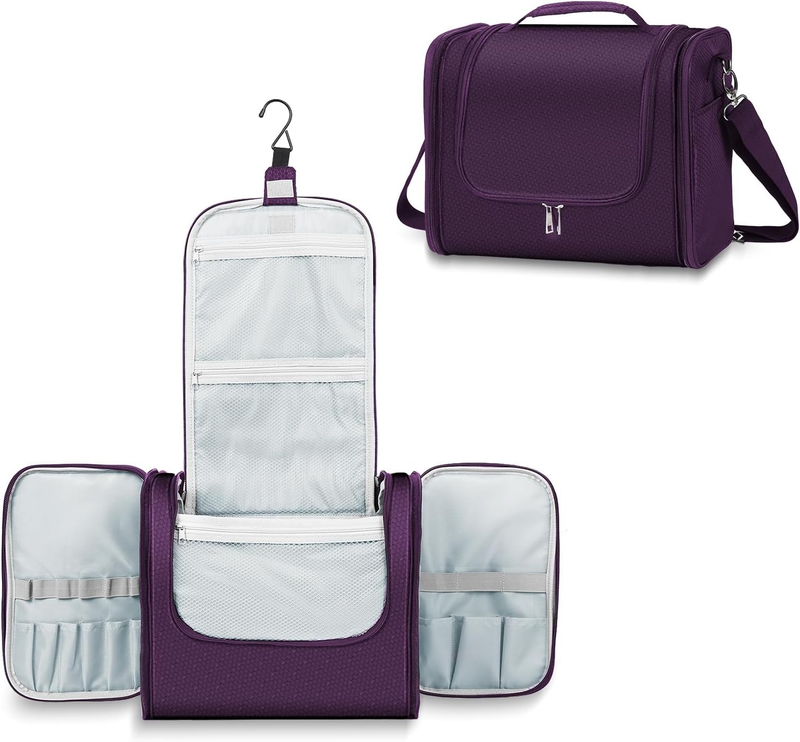 Buruis Extra Large Hanging Toiletry Bag Travel Dopp Kit Water-Resistant Purple0