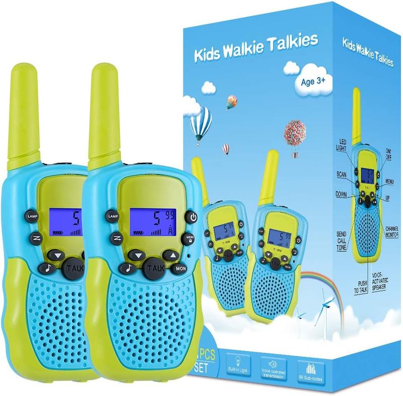 Kids Walkie Talkies 22 Channel 2 Way Radio Toy 3 Mile Range Flashlight LCD7