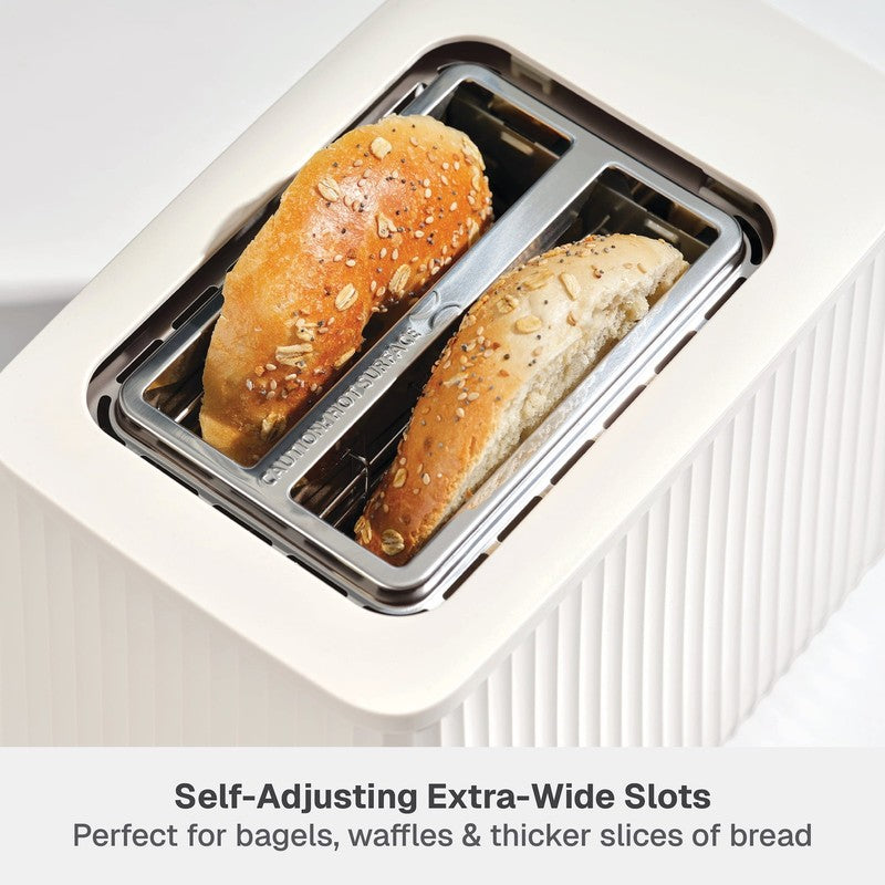 2 Slice Toaster Extra Wide Slots Slide Out Removable Crumb Tray Sand White5
