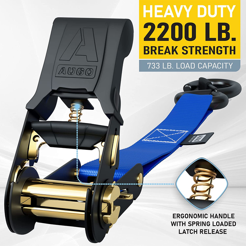 Ratchet Straps Heavy Duty 4 Pack  15 FT   2200 LB Break Strength – with Safety L1