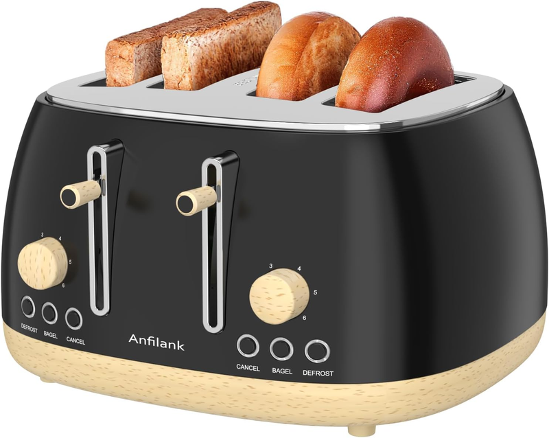 Retro 4 Slice Toaster Stainless Steel Extra Wide Control Bagel Matte Black8