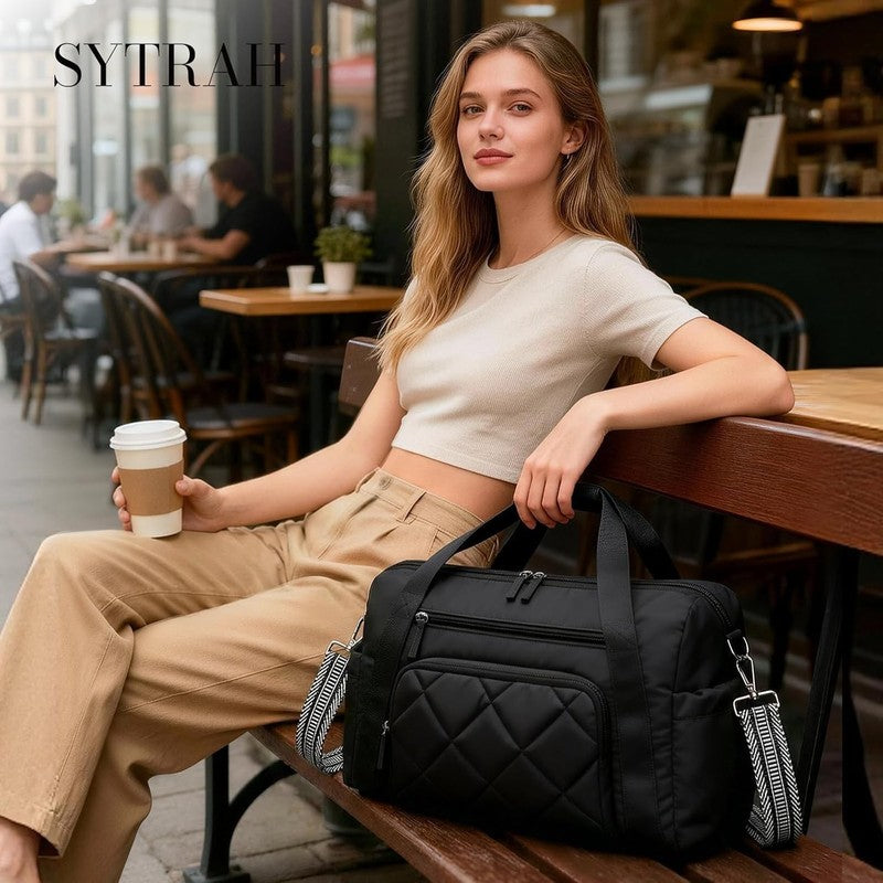 Gym Bag Women Duffle Weekender Travel Tote Wet Pocket Sports Dance Black2