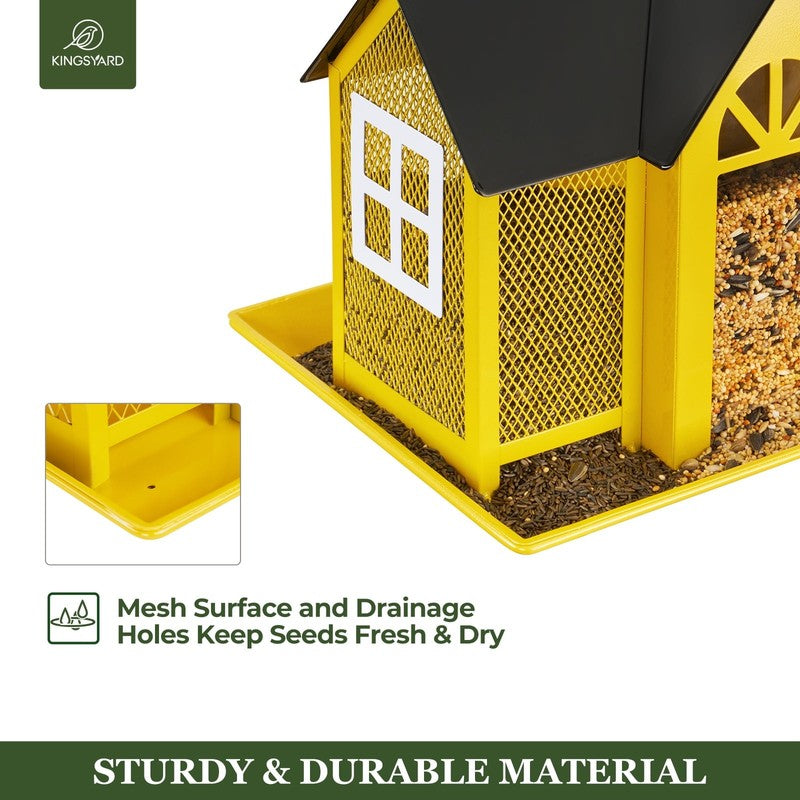 Yellow Metal Weatherproof Bird Feeder House, Triple Feeders for Finch & Cardinal4