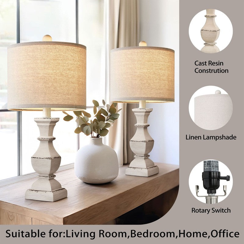 Set of 2 20.5" Retro Table Lamps Resin Traditional for Bedroom & Living Room3