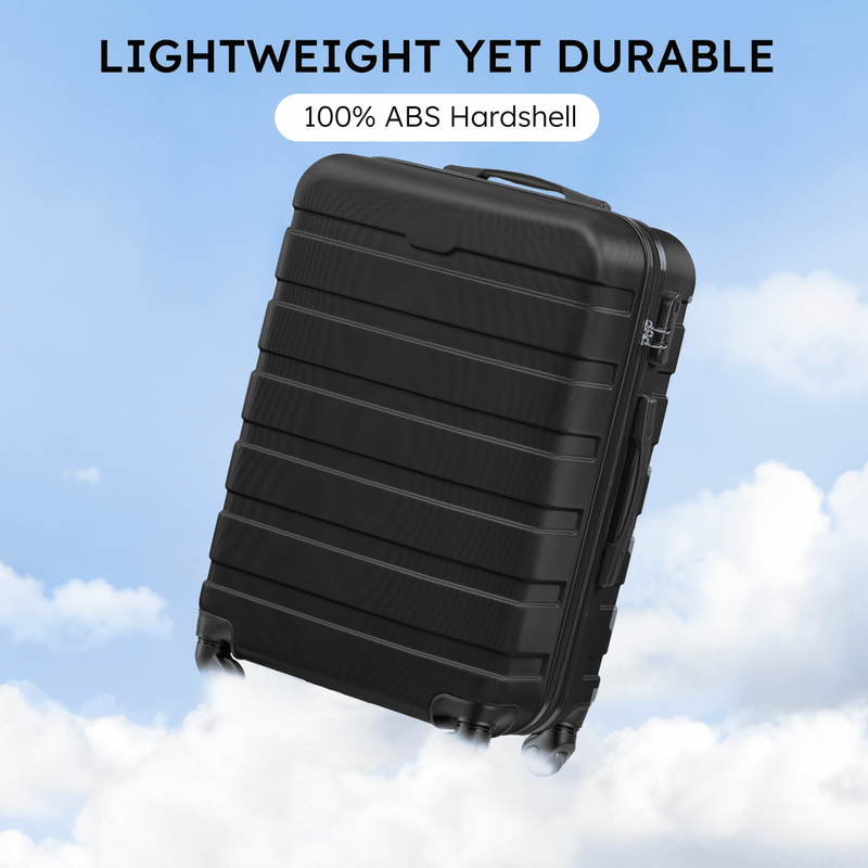 4 Piece Luggage Set Hardside Spinner Suitcase 16 20 24 28 Inch Lightweight Black7