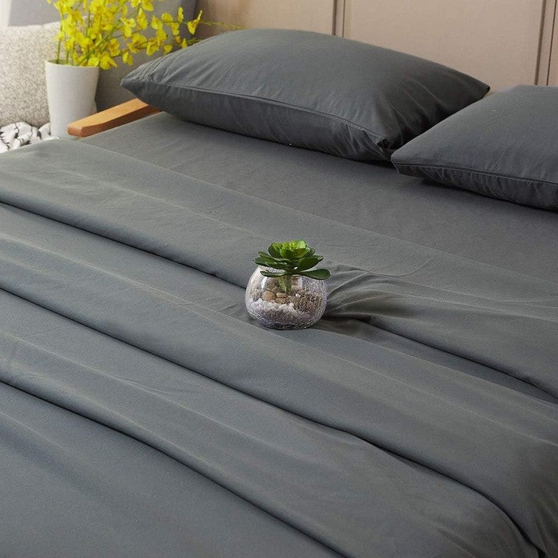 Luxury 1800 Thread Count Microfiber Bed Sheet Set   Queen Dark Grey2