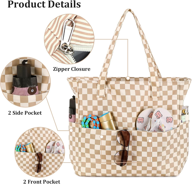 Large Waterproof Beach Bag Women Tote Sandproof Pool Gym Grocery Bag5