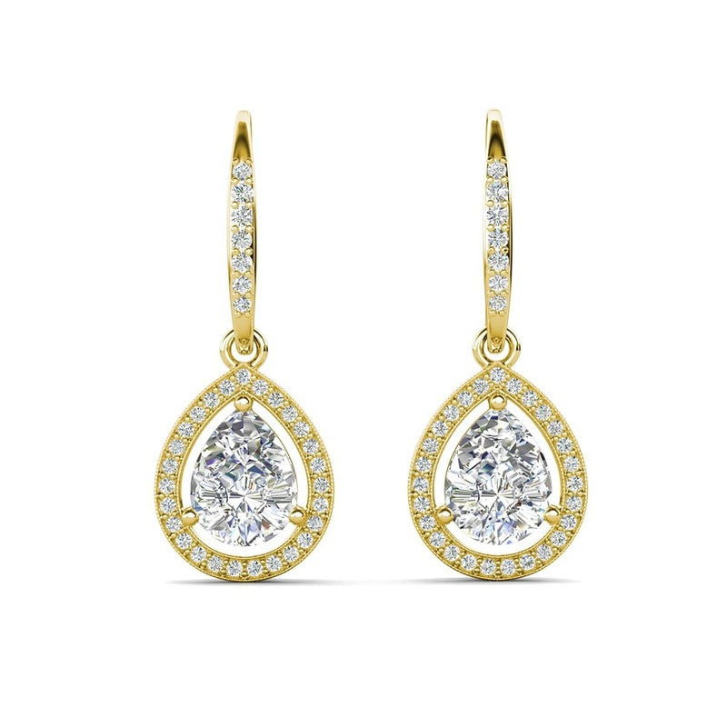 Isabel Dangle Earrings 18K Gold Plated w/ Simulated Diamond Crystals Women7