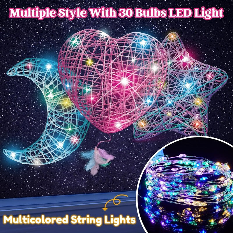 3D String Art Kit with LED Lights - Fun Craft Set for Kids Ages 8+3