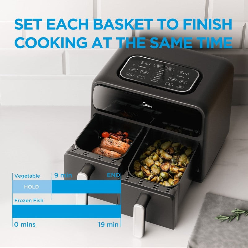 Dual-Zone 8.4Qt Air Fryer 9-in-1 Separate Zones Sync Finish Black2
