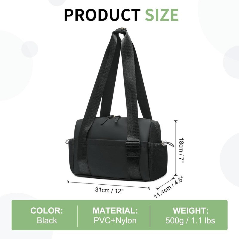 Mini Gym Bag Women Waterproof PU Fitness Tote Wet Compartment Black2