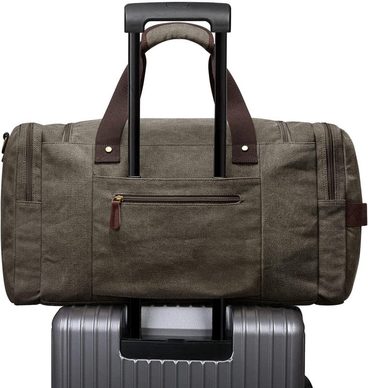 45L Canvas Duffle Bag Travel Weekender Overnight w/ Shoes Compartment Men6