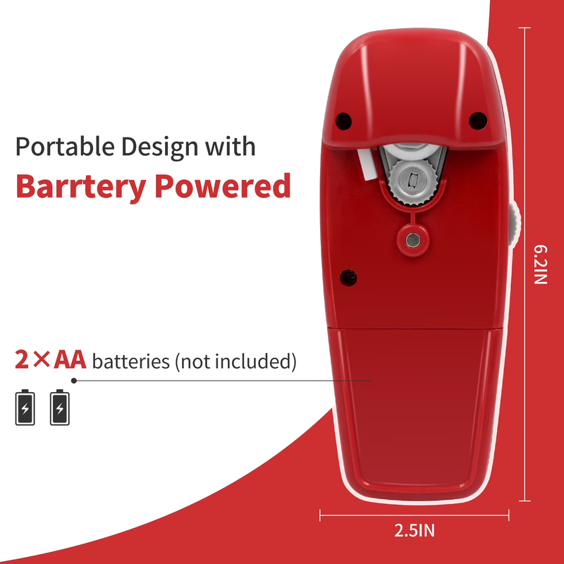 Electric Can Opener One Touch Hands Free Smooth Edge Automatic Red3