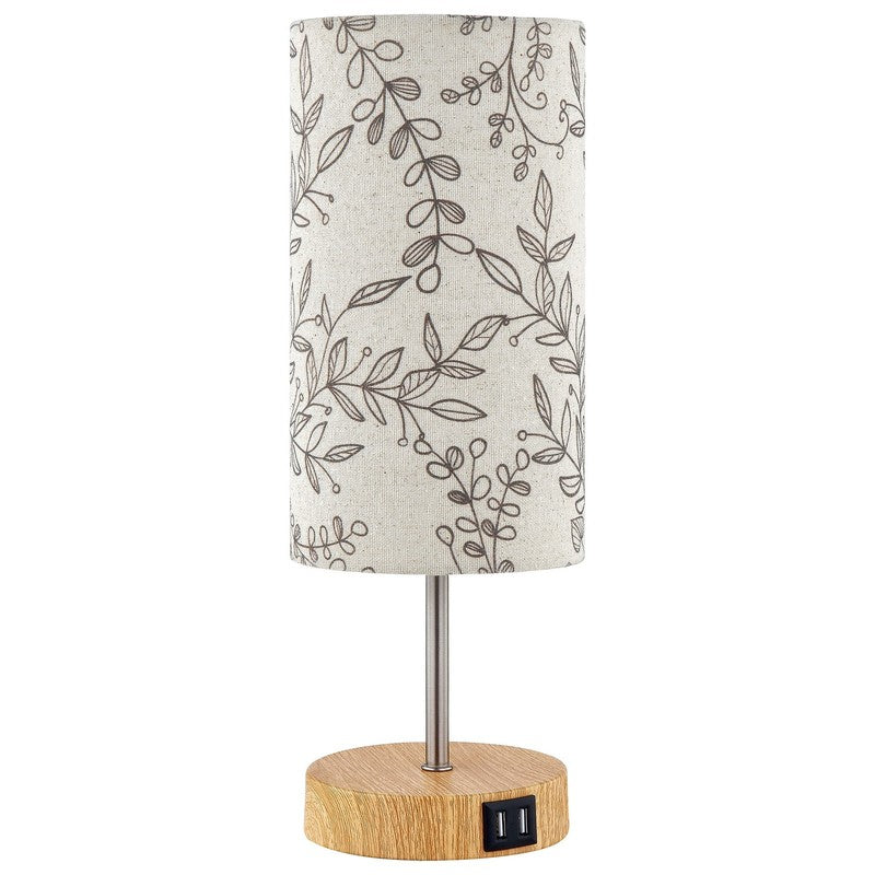 15" 3 Way Dimmable Table Lamp w/ USB Leaf Print Touch Control Bedside Lamp11