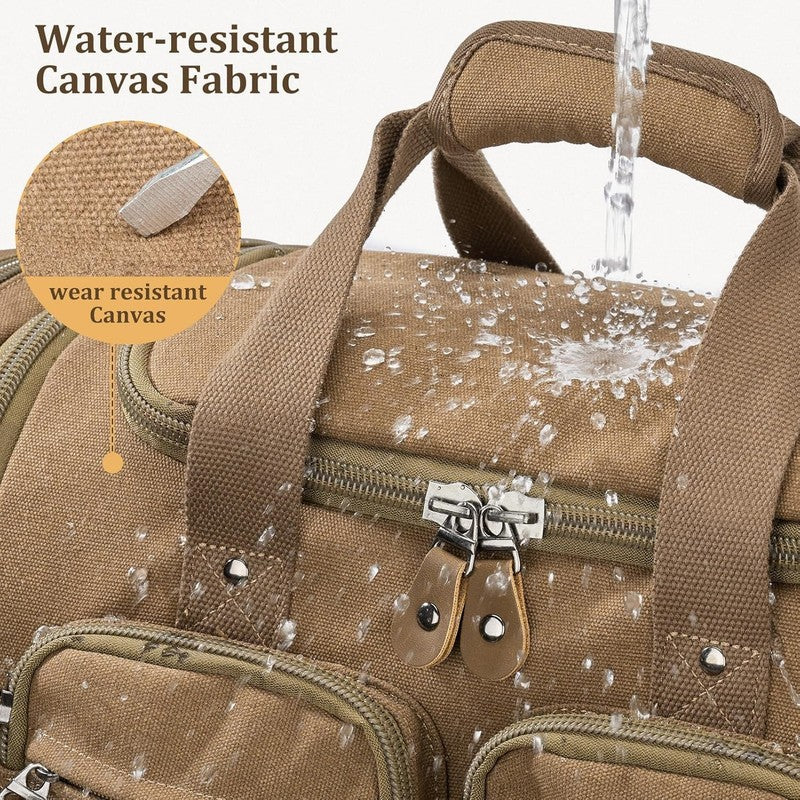 Expandable 50L Canvas Duffle Bag Coffee Travel Gym Weekender Carry On1