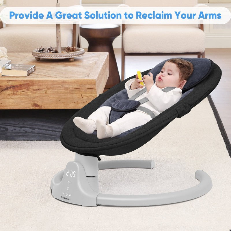 Baby Swing for Infants Motorized Swing w/ Music Speaker Remote Control Black7