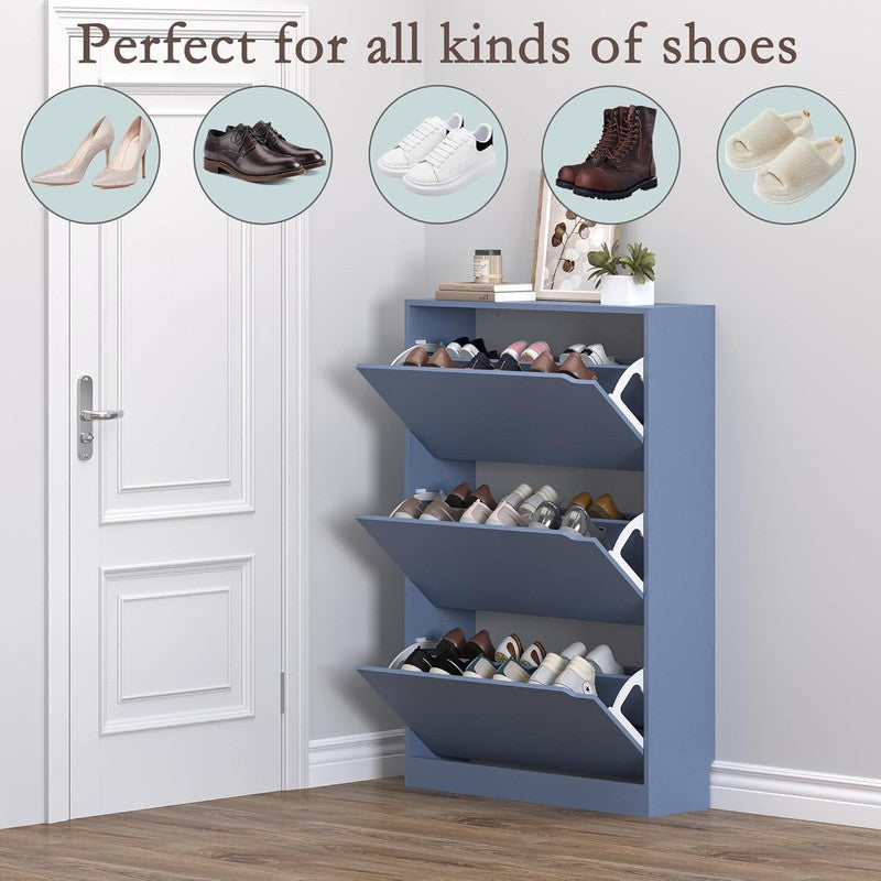 47.2'' Shoe Cabinet 3 Flip Drawers Freestanding Entryway Hallway Storage3